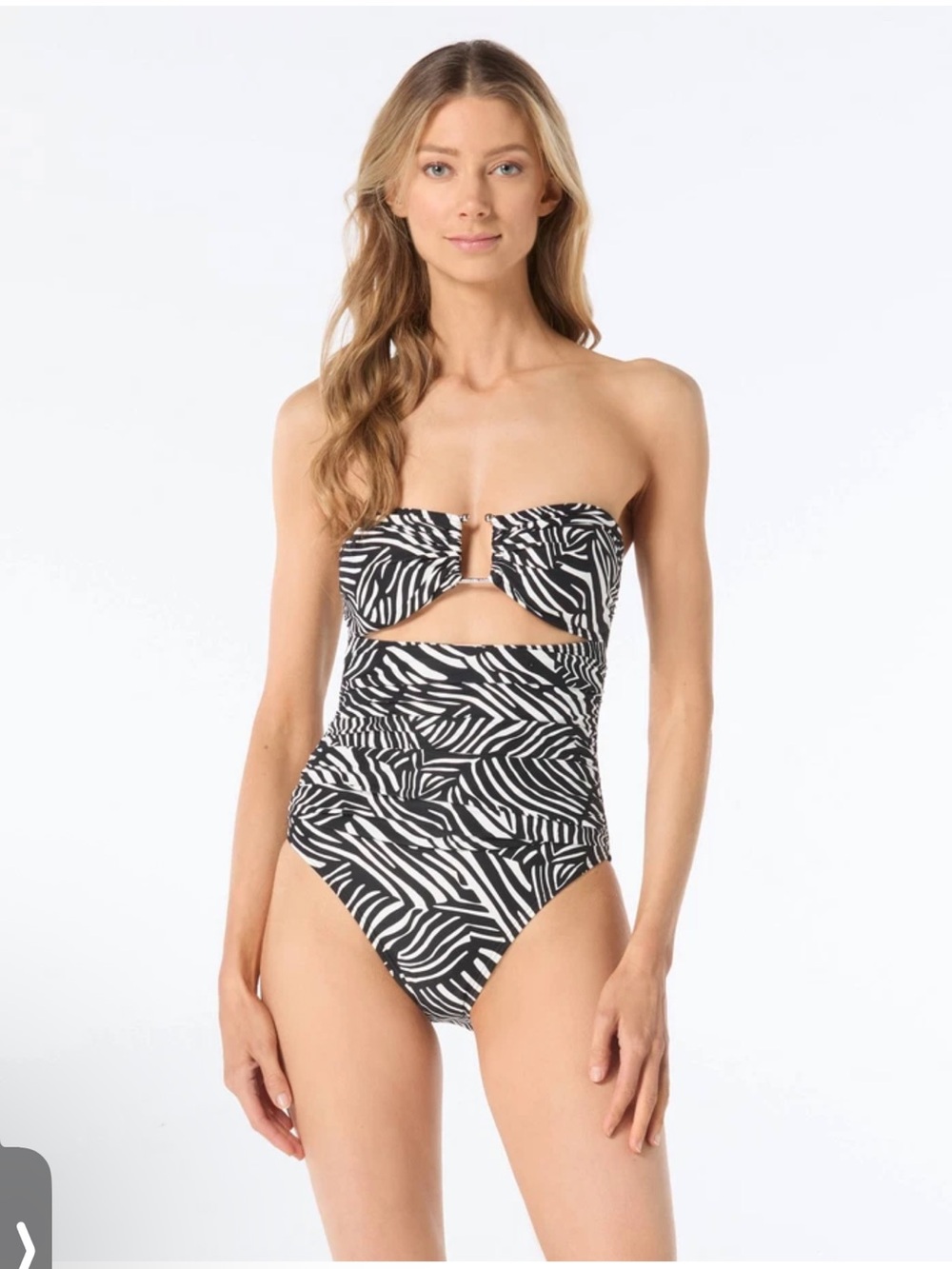 NWT Michael Kors Black and White Zebra-Print Strapless One-Piece Sz 10 $130